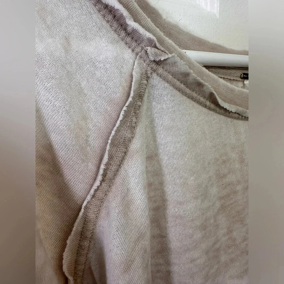 Free People distressed faded cream/tan long sleeve tee shirt - Picture 5 of 9